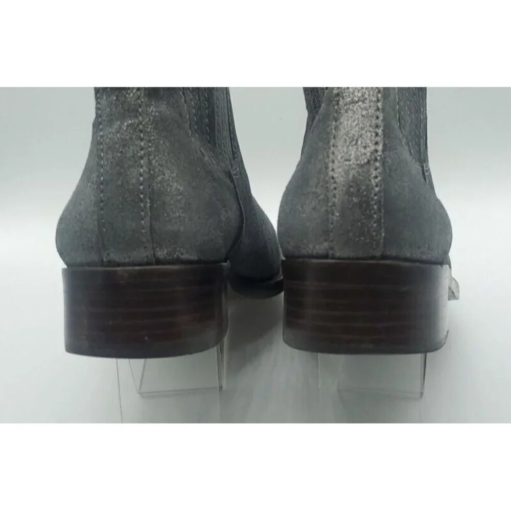 Tory Burch Wade Chelsea Gray Silver Shimmer Leather Ankle Boot Women's 9M /40